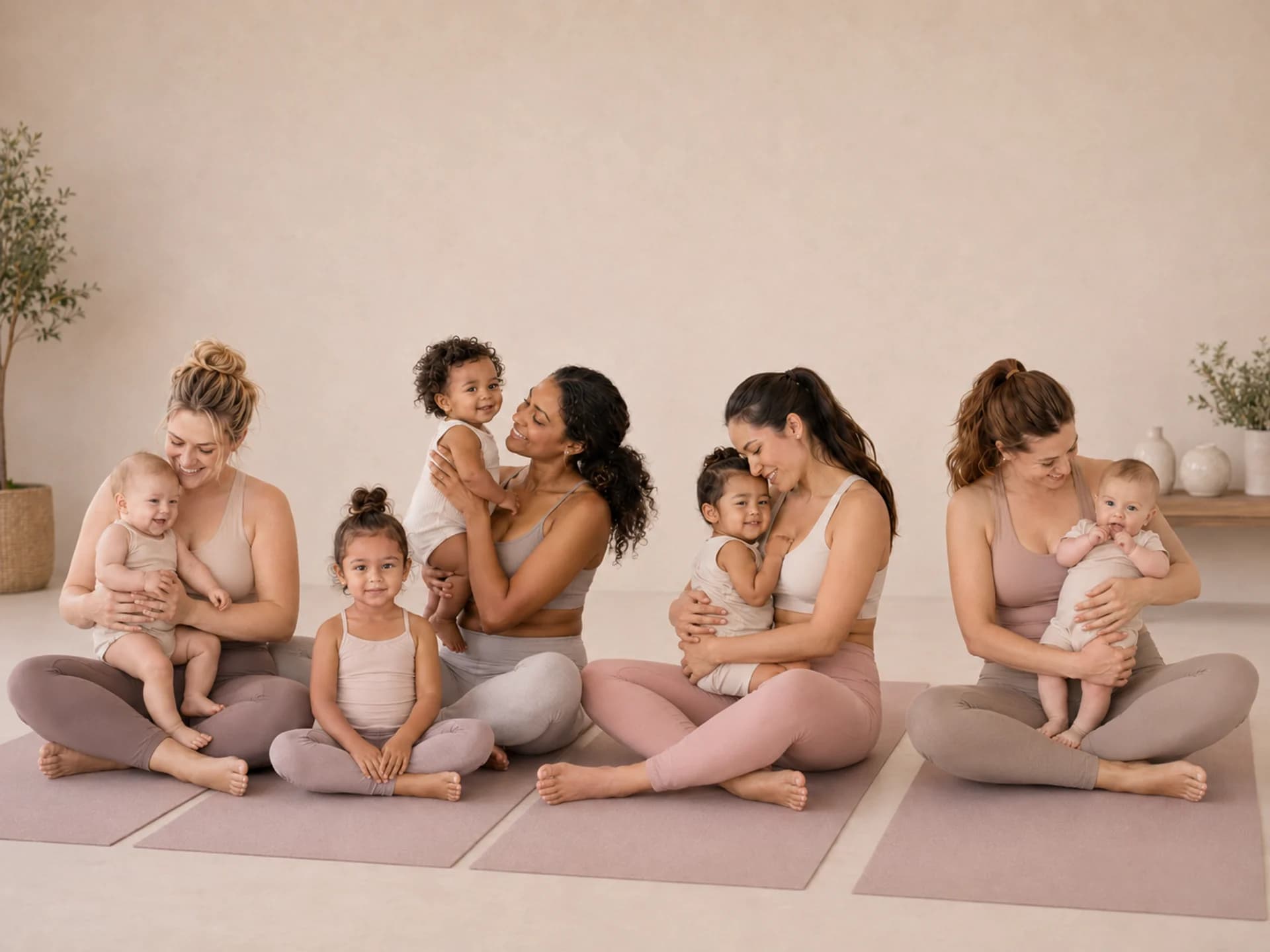 Mothers and children in a wellness class